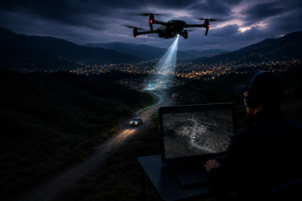 Monitoreo nocturno con dron y seguimiento en tiempo real